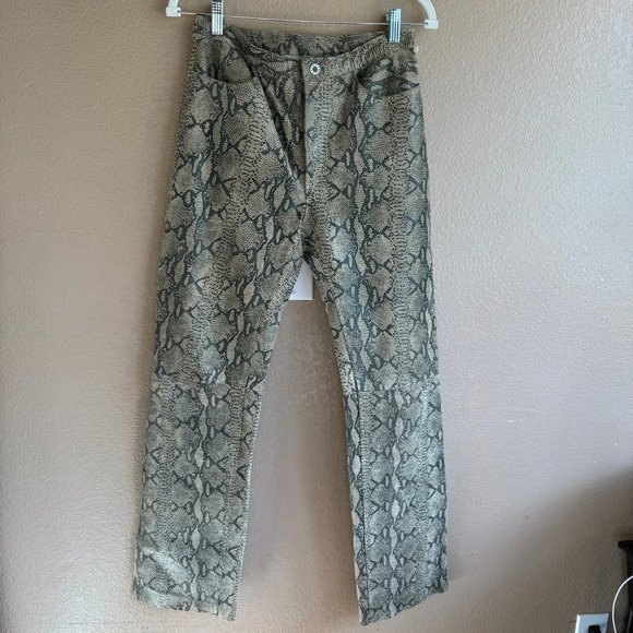 Steve Madden INSANE Vintage 1990s Y2K Snakeskin Leather Bootcut Pants K - Picture 1 of 6